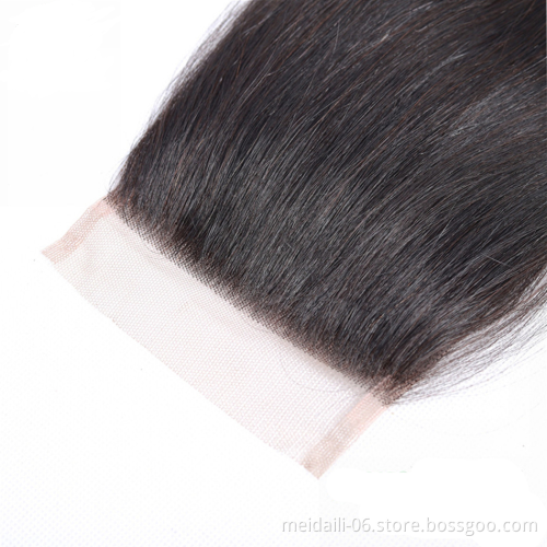 4x4 Lace Closure 100% Human Hair Straight Closure Brazilian Hair Natural Color remy Hair Frontal Closure